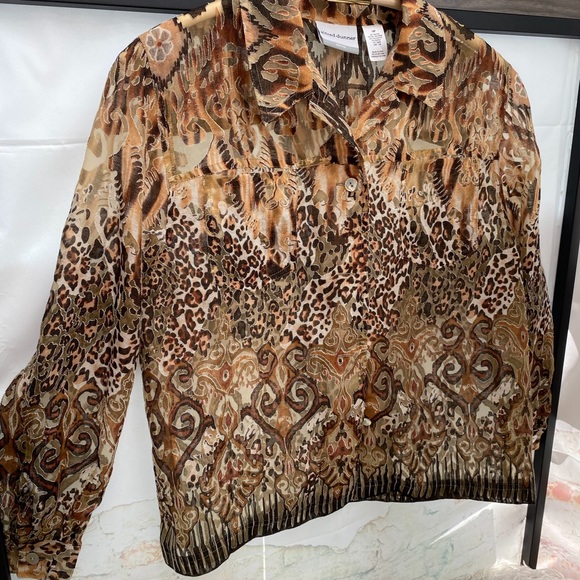 HP🎉 Women’s Animal Print Burnout Button Up Blouse - Picture 14 of 15